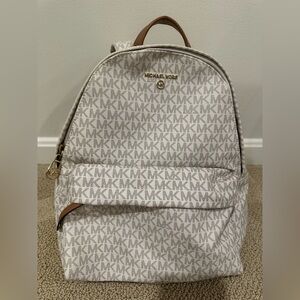 Michael Kors White and Tan Monogram Bag
